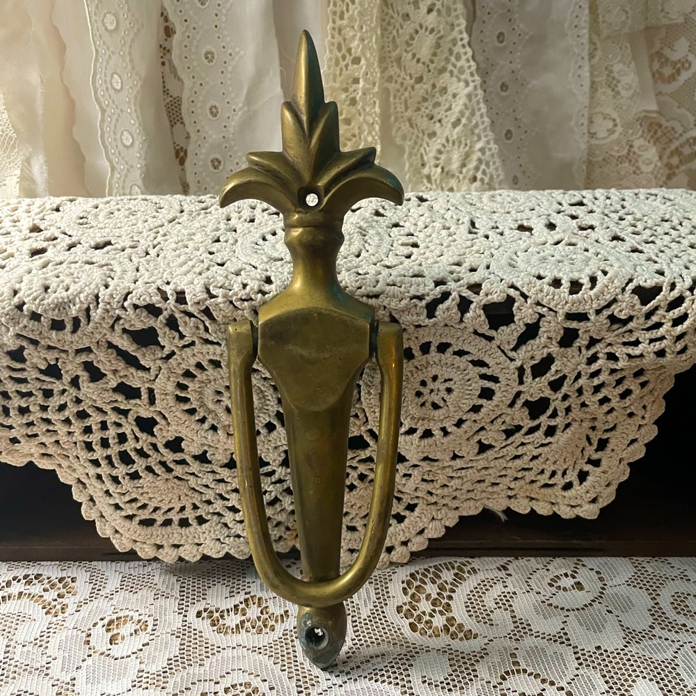 Vintage Long Art Deco Antique Brass Door Knocker